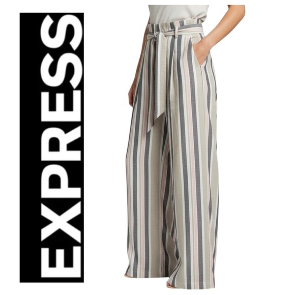 EXPRESS Striped High Waist Wide Leg Palazzo Pants Size Small NWT - Picture 2 of 7